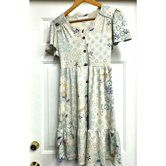 Monteau Los Angeles Patchwork Print Spring Dress Medium Free People Cottagecore - Picture 5 of 7